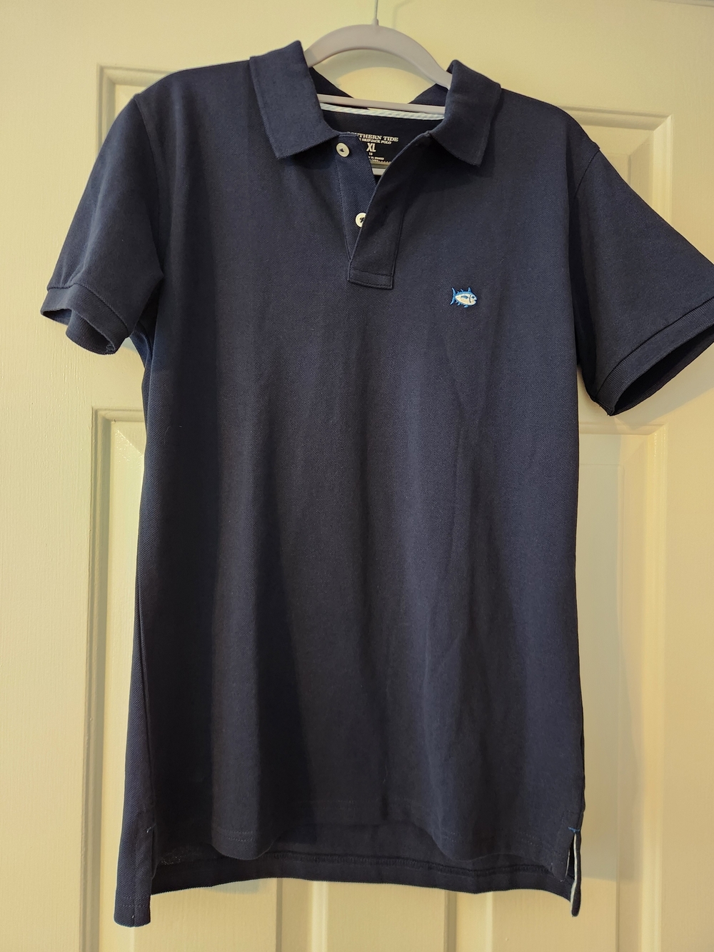 Southern Tide Boys Skipjack Short Sleeve Polo In Navy Blue Preppy, XL